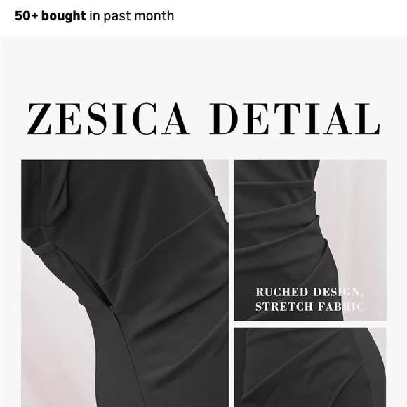 Sophisticated One-Shoulder Black Dress - Picture 3 of 3